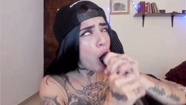 Throatfuck with a messy and hot blowjob session