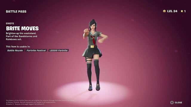 School girl in black skirt and thigh highs does the Fortnite emote dance