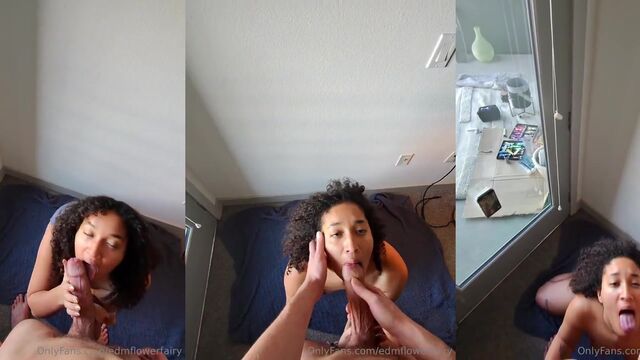 Sexy lightskin girl sucks and licks great cock