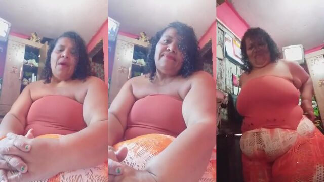 Fat granny shows off her huge ass and pussy