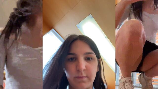 A hot German girl is horny at the library, showing her body