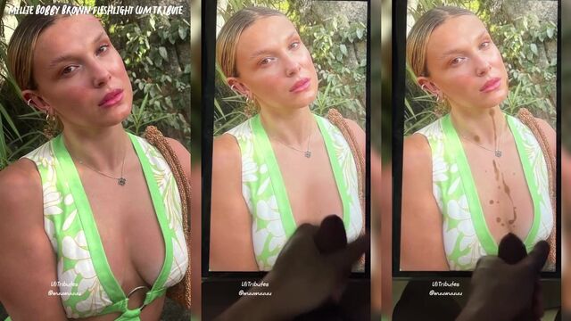 Hot Millie Bobby Brown gets her face covered with cum