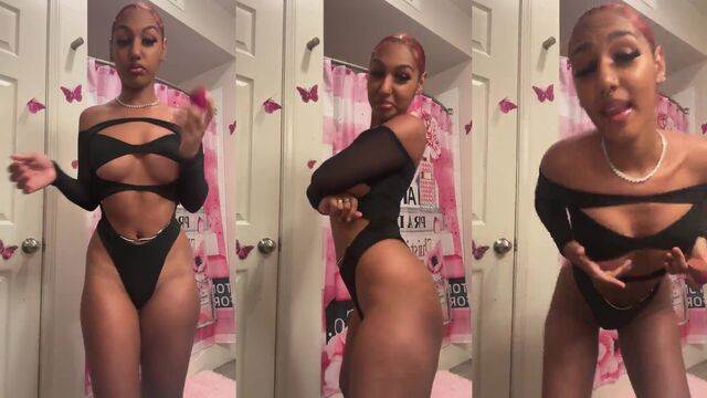 Redhead sucks huge 15-inch dildo with all her might