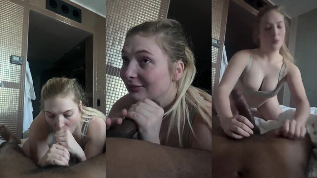 A stunning PAWG gets a huge BBC in her mouth as requested