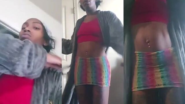 A trifling woman twerks naked without panties, showcasing her boldness