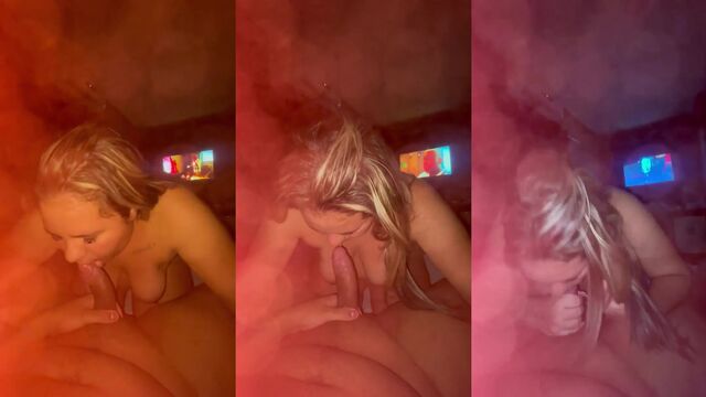 The pretty young woman was making a delicious blowjob