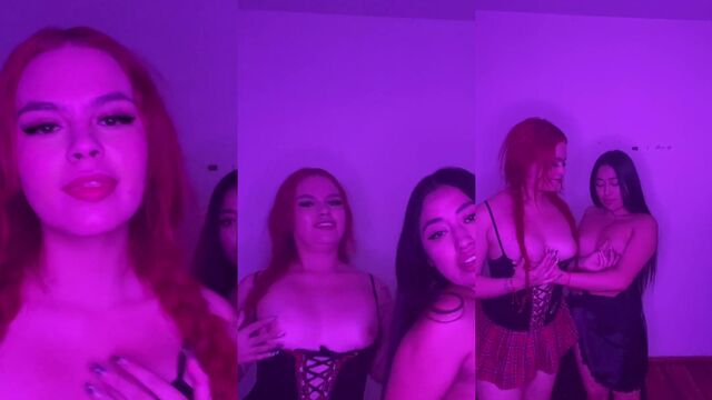 The red-haired girl plays with a big dildo in her ass