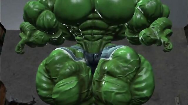 She-Hulk is doing push-ups and showing her boobs
