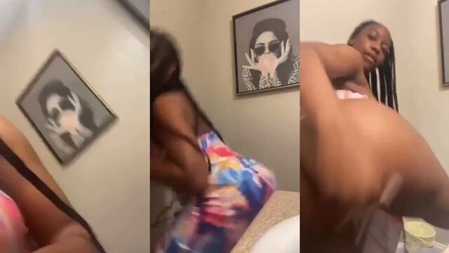 The girl shakes her fat ass and shows her holes to the camera in an explicit scene