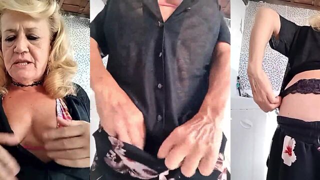 Old granny Dona Lurdes Bela Dama gets fucked during a live show