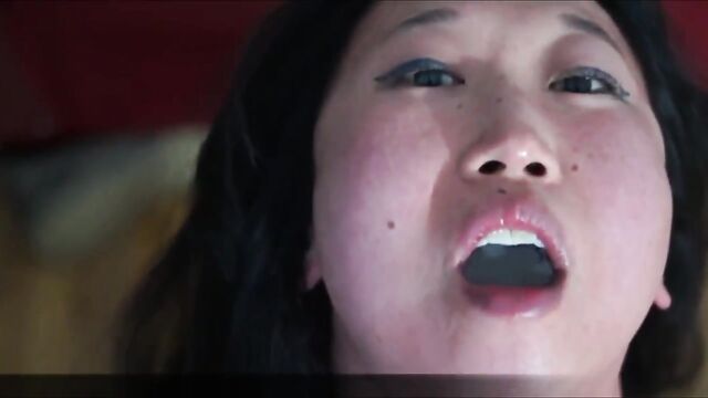 Blindfolded Asian cumwhore drinks and sucks BBC/BWC