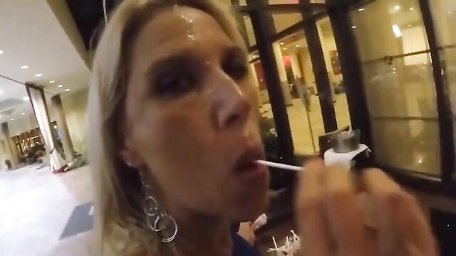 The guy made a cum walk after sex with a blonde