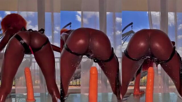 Black woman has a wild time with her pussy and a big toy
