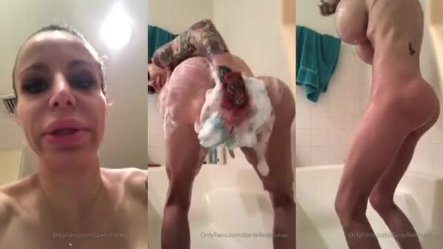 Skinny bimbo Danielle 1 gets her fake melons worked hard