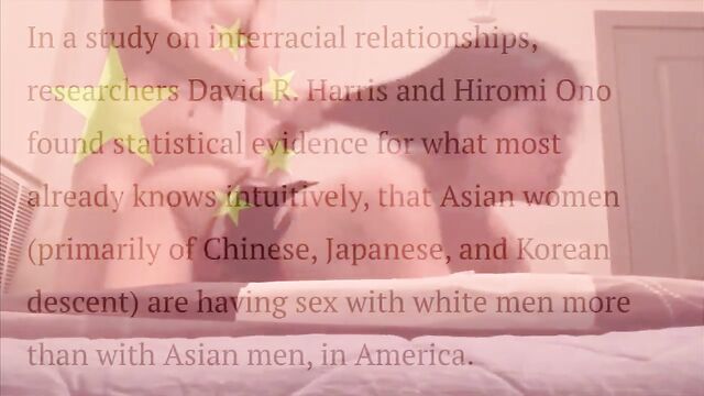 Bleached Asian chick gets fucked by white guy with huge cock in a hotel room
