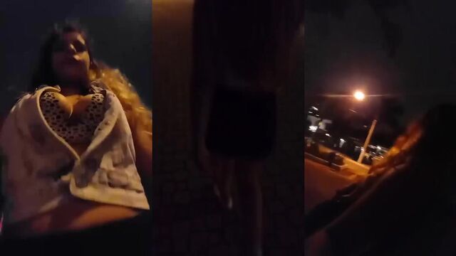 A girl showing herself off on the street was penetrated and received a cumshot in her mouth