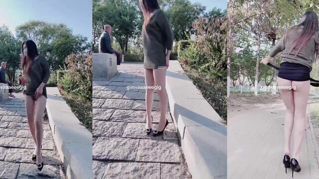 A hot Chinese chick got fucked in the park
