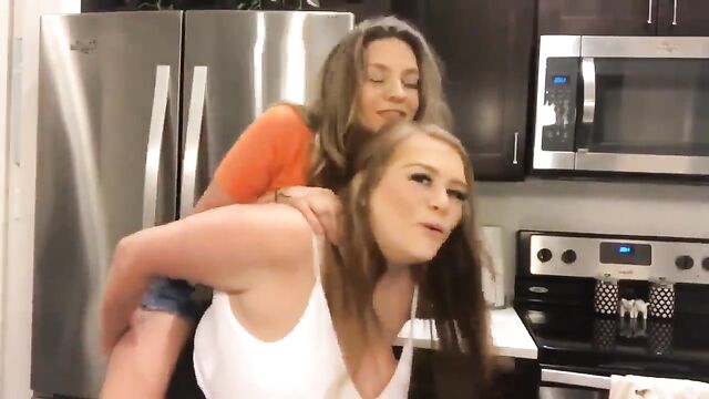Ginger hottie with huge boobs gets naked and shakes them