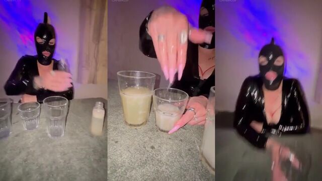 The cum drink is too much for the girl, she vomits after drinking it