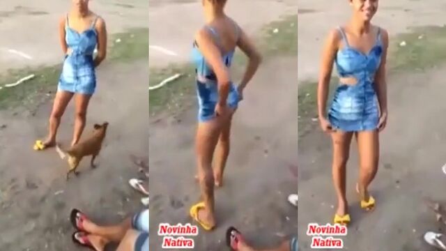 The girl is showing her sweet pussy and ass to the guys