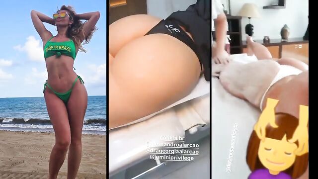 Busty Brazilian MILF Lívia Andrade gets her pussy jerked off on camera