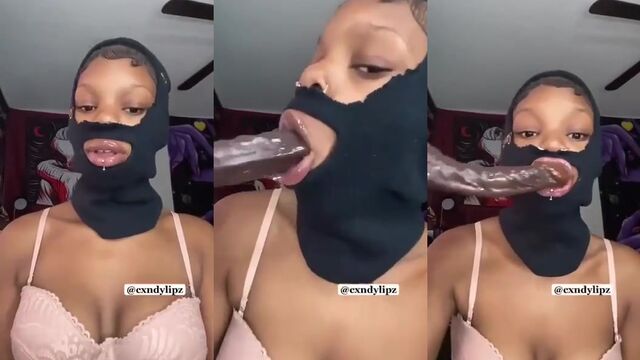 Ebony babe with DSL’s sucks cock and gives a deepthroat blowjob