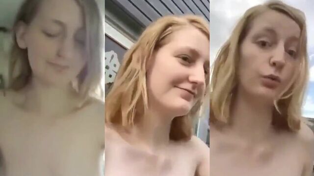A girl is making a video for her boyfriend, being naughty