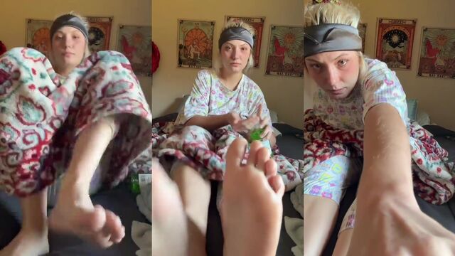 Oily soles footjob with huge cum on feet in part 2