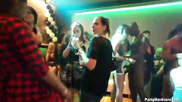 A girl is going crazy at the party and gets fucked hard