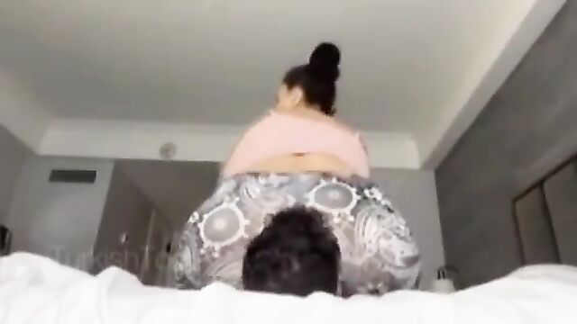A fat woman gets extreme smothering with her huge belly, causing a funny reaction