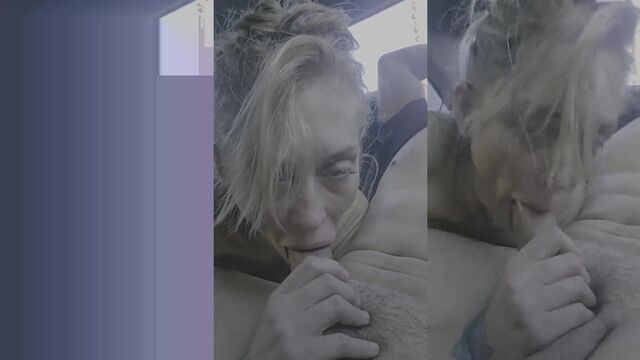 A cute girl has sex with her head and pussy