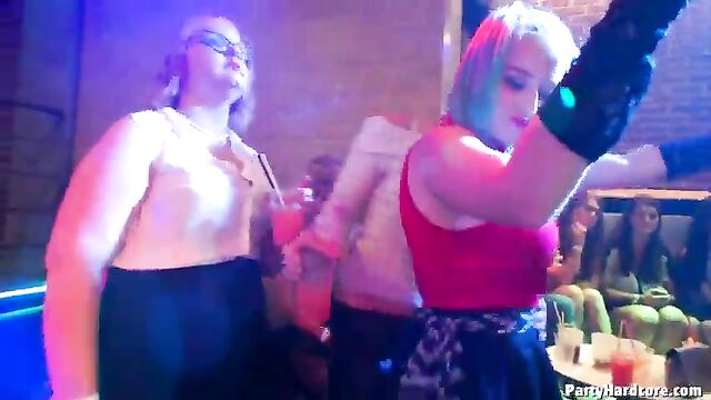 The girls went crazy at the party and got wild with each other