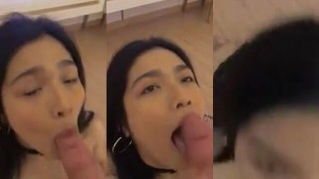 Short clip of a beautiful woman smoking, accompanied by a cough and other intimate sounds