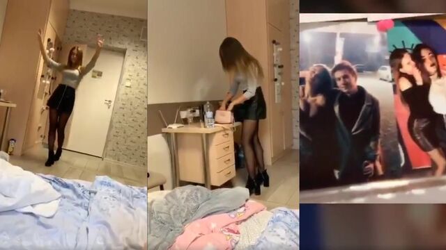 A girl tries on her new skirt and gets horny on Periscope