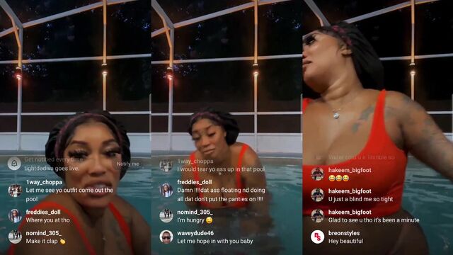 A girl has an accident while showing her body on IG Live