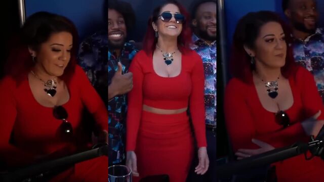 WWE diva Bayley exposing her huge natural boobs
