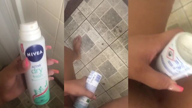 Stick deodorant in the pussy, it's very refreshing to see