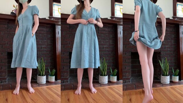 I'd like you to jerk off while looking at me in my blue dress