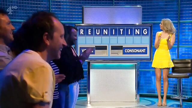 Rachel Riley accepts the jerk off challenge while wearing a sexy dress