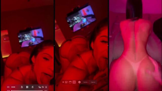 A pretty young woman is having sex with four guys in a passionate scene