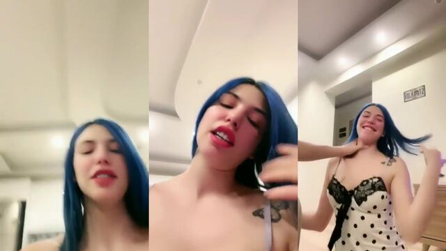 Big white tits teen masturbates alone and shows her body