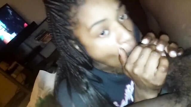 A thot is sucking dick and doing it perfectly well