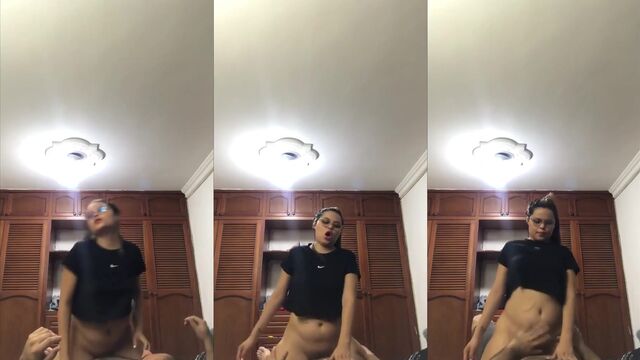The girl rubs her wet pussy on her boyfriend's cock