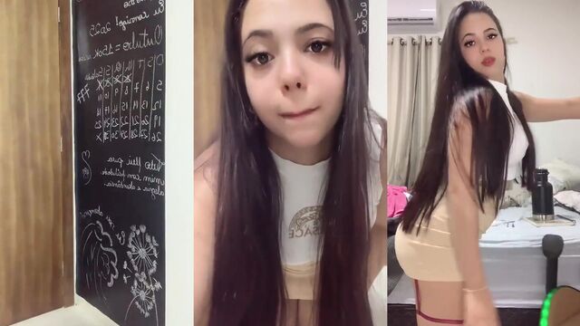 A cute girl showing her ass wearing a dress