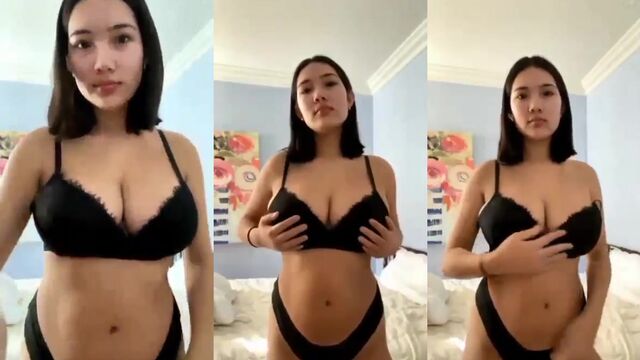 Asian teen with big tits gets fucked in a raw session