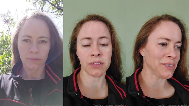 A beautiful model has a huge dick on her face