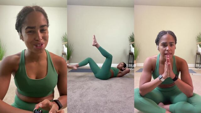Amazing foot yoga with flexible sole stretching in leggings