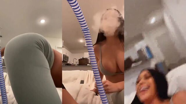 A sexy girl shows her ass on Instagram Live Stream