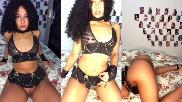 Gabriela Lopez gives a footjob to her stepbrother in this hot amateur video
