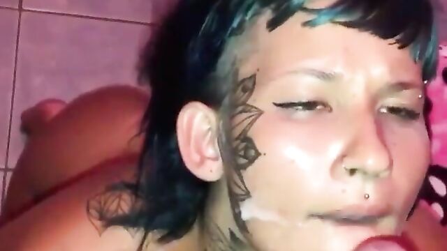 A tasty and sweet milk drink with a dirty slut who takes it all